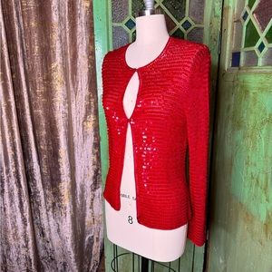 Candy Red Sequin Statement Sweater